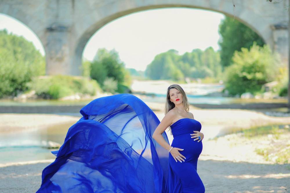 grossesse robe bleue